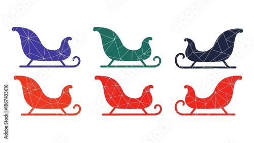 Colorful sleigh illustrations isolated vectors for festive season designs