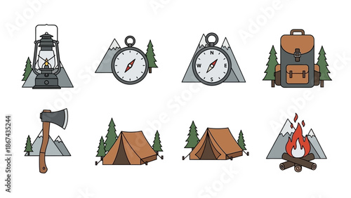 Graphic set of stylized beverage bottle icons for design elements and concepts