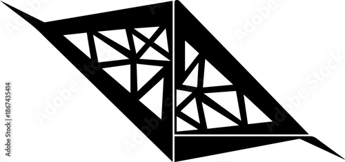 Abstract Geometric Polygonal Symbol with Internal Webbed Lines for Tech and Innovation Branding