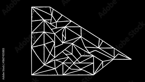 Low Poly Geometric Triangle Shape with Stippled Texture on Purple Background