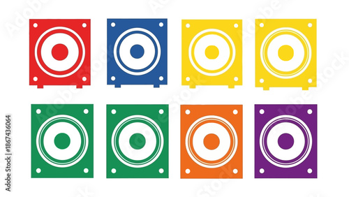 Colorful speaker set vector illustration isolated on white background