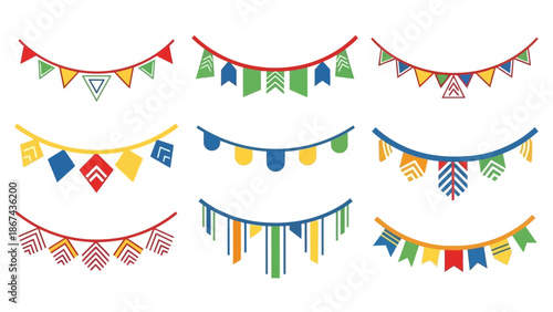 Colorful garlands festive banners for celebrations and decorative designs