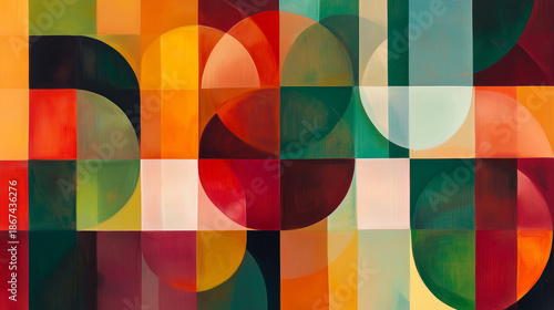 Colorful abstract geometric pattern with circles and squares for modern art concept