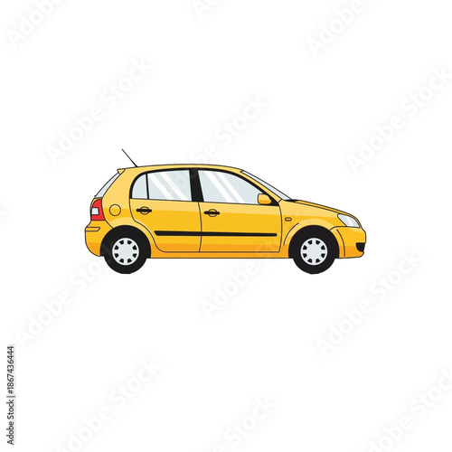 Blue Car Hauler Truck Illustration. Auto Transport Trailer Vehicle Side View. Flat Design Vector Graphic of a Lorry for New Car Delivery and Logistics.