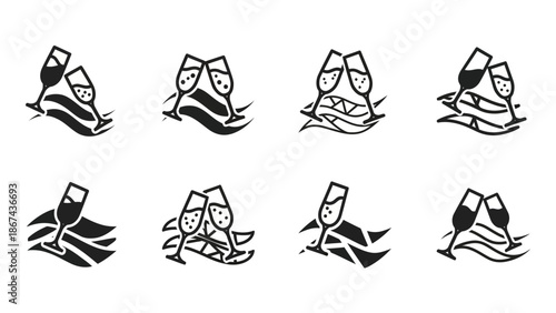 Celebration concept abstract vector illustrations of toasting champagne glasses