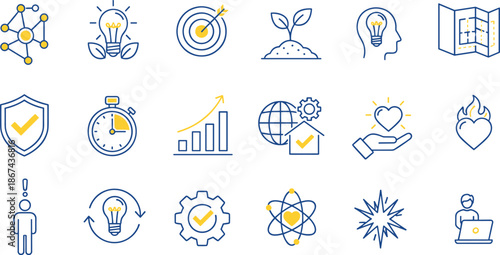Solid and Outline Vector Icon Set Featuring Security Cameras, Keypad Access Panels, and Shielded Alarm System Symbols