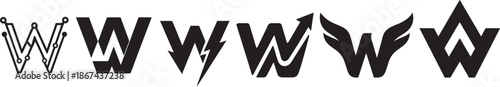 Letter W logotype vector icon set with modern clean shapes perfect for branding and design use