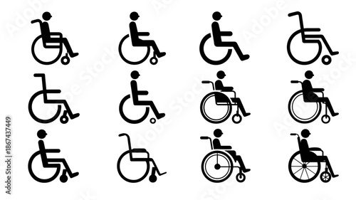 black wheelchair icons
