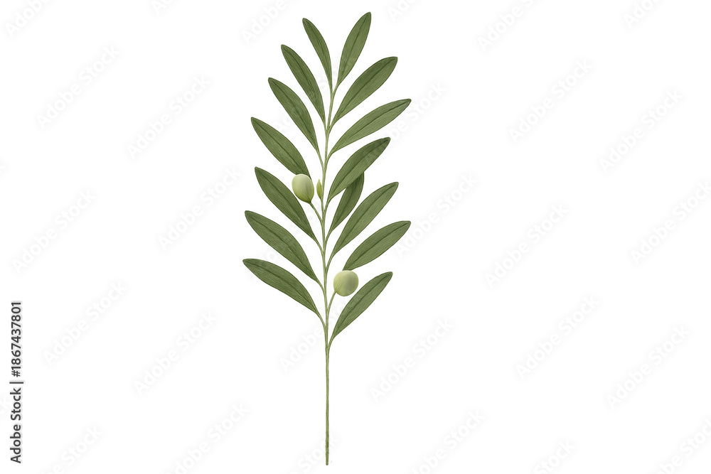 Fototapeta premium Olive branch with fruit illustration transparent background