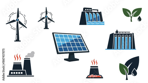 ecology and energy icons set