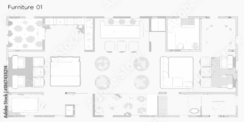 Architectural floor plan showcasing a modern residential interior layout design