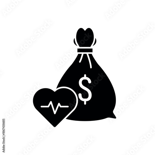 Icon a Health Expense Money Bag, isolated against a clean background.
