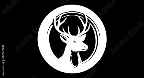 Elegant deer head logo for branding, wildlife conservation, outdoor adventure, and rustic charm, reflecting strength and nature's beauty, originally a vector graphic