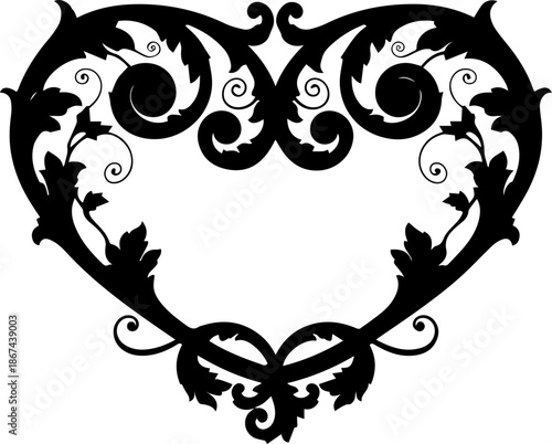 Elegant floral heart design for Valentine's Day, weddings, or romantic occasions. A decorative flourish with vintage charm and timeless appeal for your creative projects