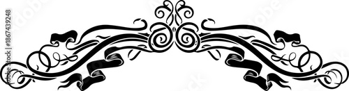 Elegant flourish banner design element for invitations or menus, perfect for wedding announcements, certificates, or adding a touch of classic beauty