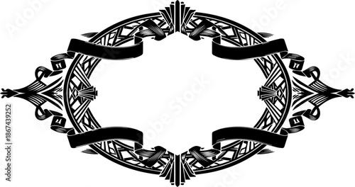 Elegant vintage frame with decorative ribbons, perfect for wedding invitations, announcements, or adding a classic touch to your designs