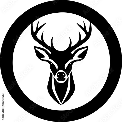 Elegant deer head emblem for nature lovers, hunting enthusiasts, and outdoor brands. Classic, simple silhouette with a vintage, stylish appeal for logos