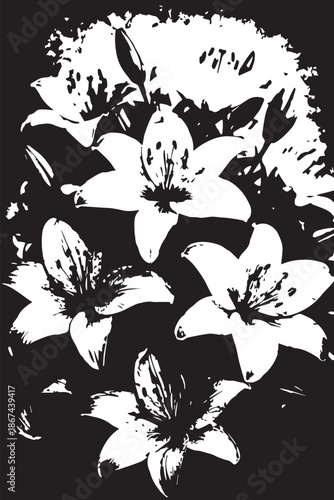 Lily Flowers Grunge Floral Bouquet