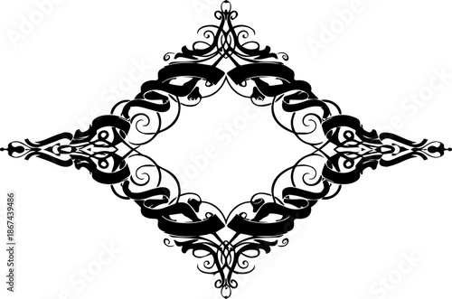 Elegant flourish frame design element, perfect for invitations, announcements, or decorative projects needing a touch of sophistication and classic style