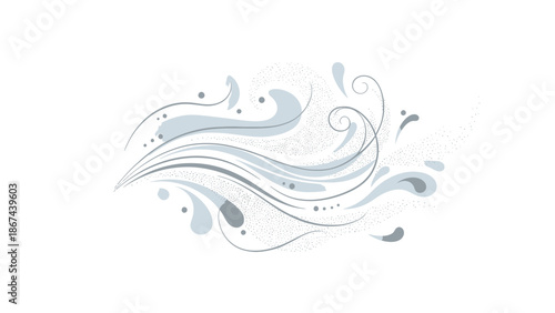 Elegant abstract blue and white swirling design elements.
