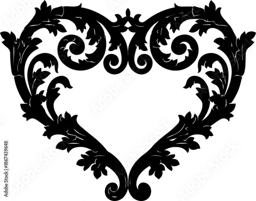Elegant ornate heart design perfect for Valentine's Day crafts, wedding invitations, or romantic announcements with a touch of timeless sophistication