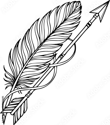 Elegant feather quill arrow design for creative projects, artistic expression, and symbolic representations of freedom, journey, and unique style