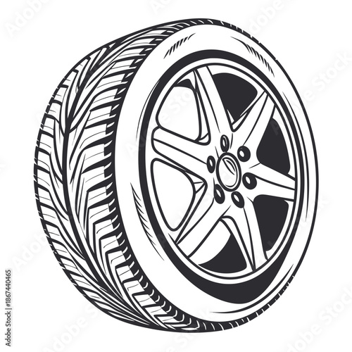 Automotive Wheel Tire Outline Graphic for Transport Design