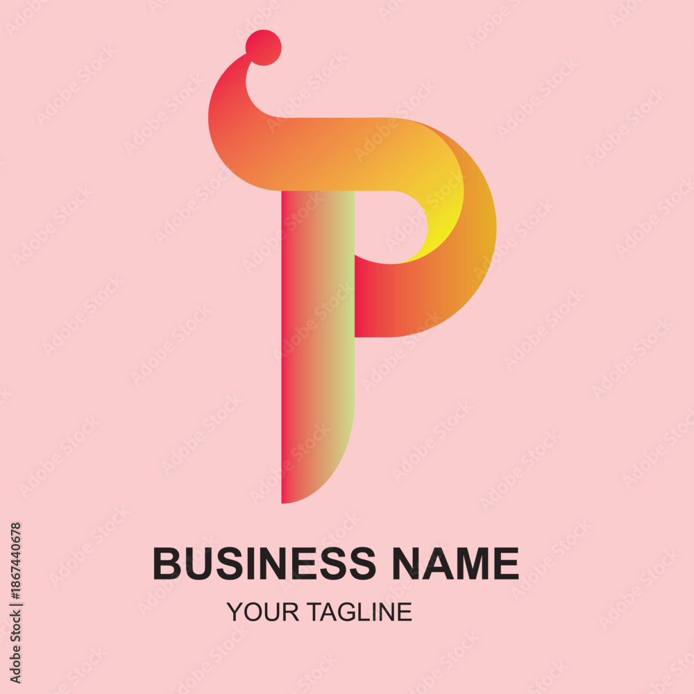 Fototapeta premium Modern business logo with stylized letter P gradient