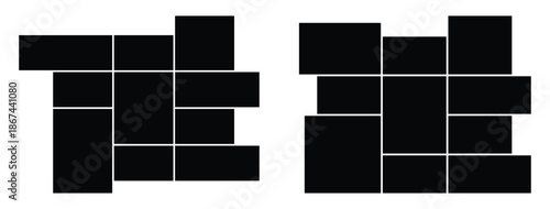 Template photo collage 2 pictures. Blank layout moodboard, album, photo frames for scrapbook, portfolio, vector illustration.