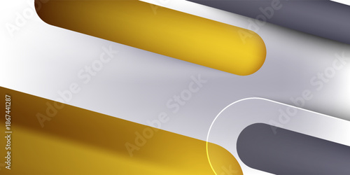 Modern Abstract Background with Rounded 3D Shapes in Gray and Gold Color. Suit for banner, web, brochure, pamflet, poster and presentation