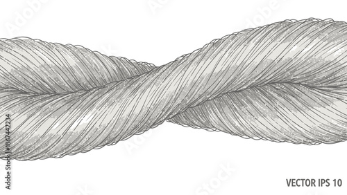 Detailed illustration of a twisted rope knot on white background.