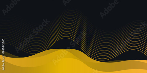 Black and yellow Abstract Luxury Background. Modern Minimal Premium Design Template. simple wave and bland, esp10