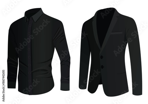 Black elegant suit and shirt. vector illustration
