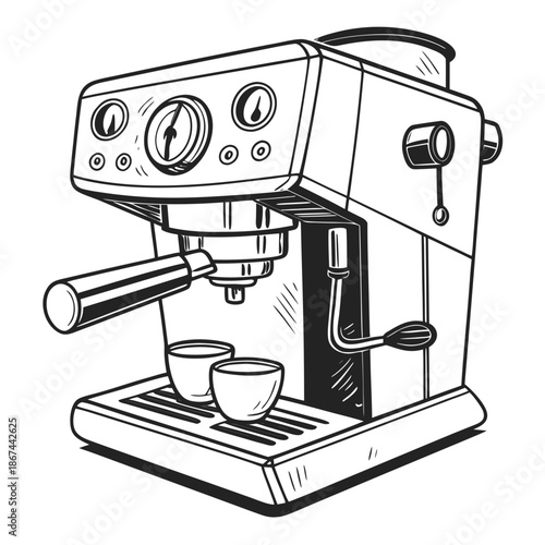 Minimal Coffee Maker Appliance Vector on White