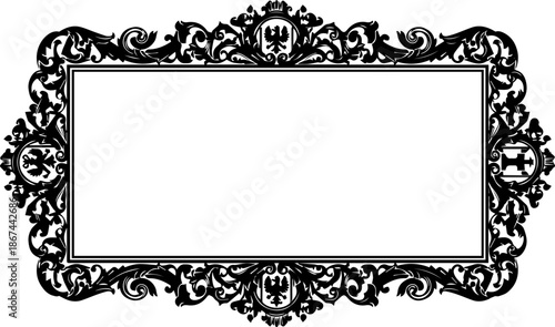 Elegant vintage decorative frame with intricate floral details, ideal for wedding invitations, certificates, and classic designs, originally vector art