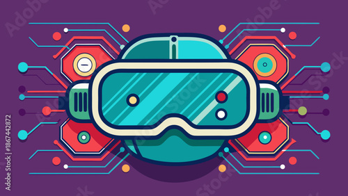 A VR headset icon with a digital circuit pattern, representing the metaverse economy.