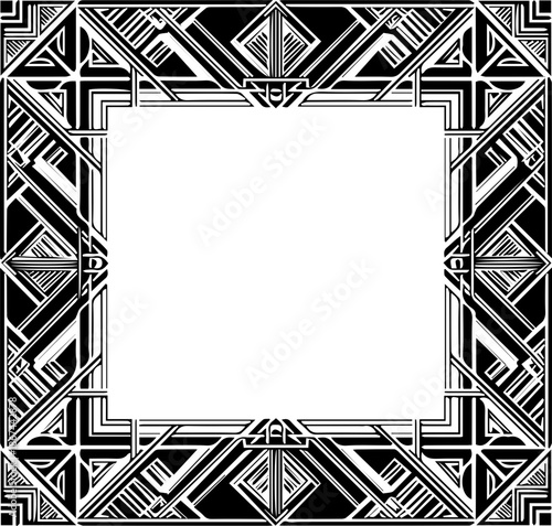 Stunning art deco frame with geometric patterns for elegant invitations or vintage designs adding a touch of 1920s flair and timeless sophistication