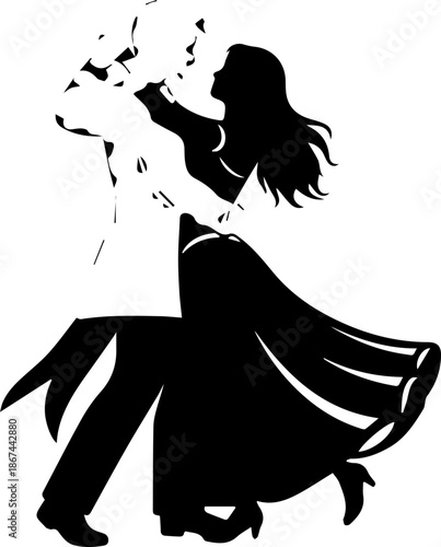 Elegant couple silhouette dancing romantically together, celebrating love, passion, and connection, perfect for weddings, anniversaries, and special occasions