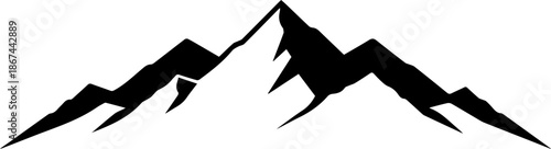 Stunning mountain range peak, originally created as vector art, perfect for outdoors adventure brand or logo design, simple mountain icon