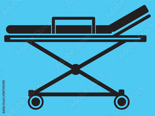 Hospital gurney on wheels for patient transport