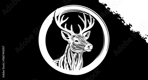 Stunning deer illustration, elegant wildlife emblem, modern nature design, perfect for logo, branding, apparel, and creative projects with majestic appeal