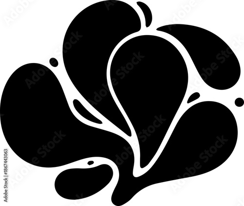 Abstract fluid design element for creative projects, bold organic shapes for modern branding, striking ink blot for artistic backgrounds and graphic design