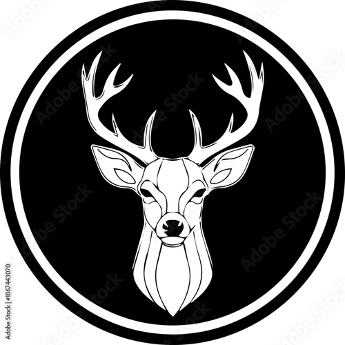 Elegant deer head emblem, perfect for branding, outdoor apparel, or rustic designs. A classic symbol of nature and wilderness appeal, originally vector art