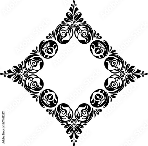 Elegant floral frame design, perfect for wedding invitations and greeting cards, add a touch of sophistication, originally vector graphics, now PNG format