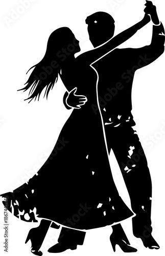 Elegant couple dances intimately, embracing passion and romance with grace and style, perfect for wedding invitations, dance studios, and romantic getaways