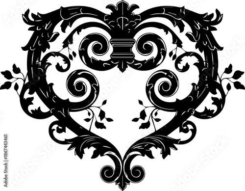 Elegant floral flourish design element for invitations and branding, sophisticated vintage style with detailed leafy flourishes, upscale decorative ornament