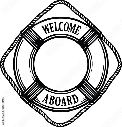 ship buoy vector hand drawn illustration