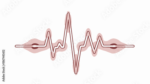 Red Heartbeat Line Graph on White Background.