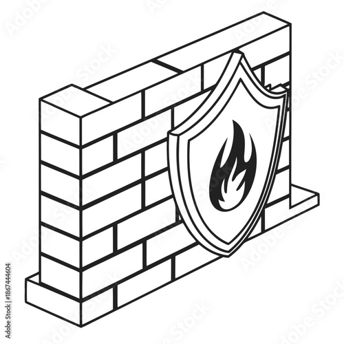 Cyber Security Firewall Protection Barrier Minimalist Icon