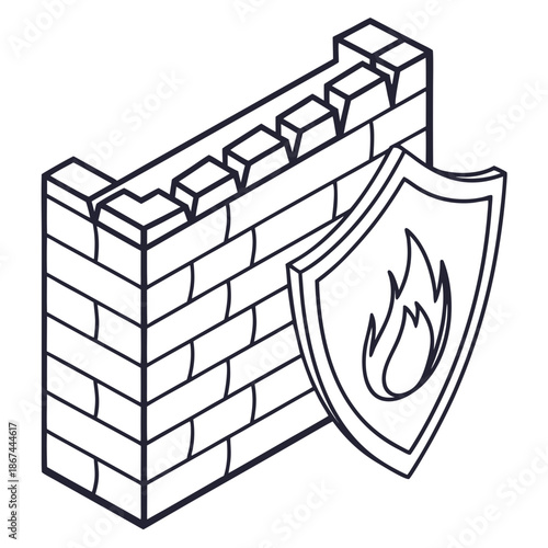Network Firewall Security System Minimal Vector Graphic